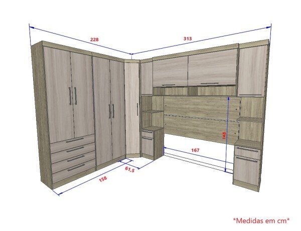 Guarda-Roupa Dormitório Modulado Master Casal 1,58 m Queen Canto - Avelã Rústico e Ártico Rústi - 4