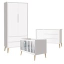 Ver imagem 1 de Quarto de Bebê Theo 2 Portas Branco Acetinado Pés Madeira Natural - Reller