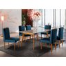 Conjunto Sala de Jantar 6 Lugares Mesa Slim Cadeiras Veludo Azul Marinho Mel/off-white/azul Marinho - 1