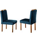 Ver imagem 7 de Conjunto Sala de Jantar 6 Lugares Mesa Slim Cadeiras Veludo Azul Marinho Mel/off-white/azul Marinho