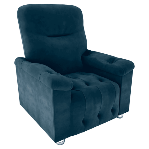 Poltrona Verona Azul Zero Wall 2 Estágios com Veludo 83cm para Sala e Descanso
