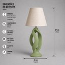 Ver imagem 2 de Abajour Grego c/ Cúpula Tecido Decorativo de Cerâmica para Sala e Mesa Pistache