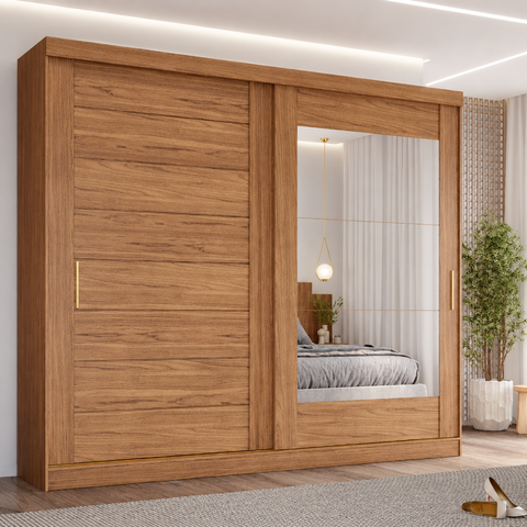 Guarda Roupa  2 Portas de Correr MDF Espelhado Veneza