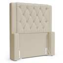 Ver imagem 7 de Cabeceira e Calçadeira Báu Solteiro Atena 90cm Capitonê Suede Bege Claro - Desk Design