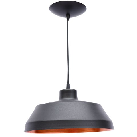 Pendente Prato Poptem bedd aluminio preto e cobre