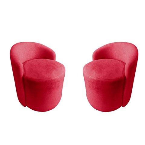 Kit 2 Poltronas Decorativa Yara Orgânica Suede Vermelho