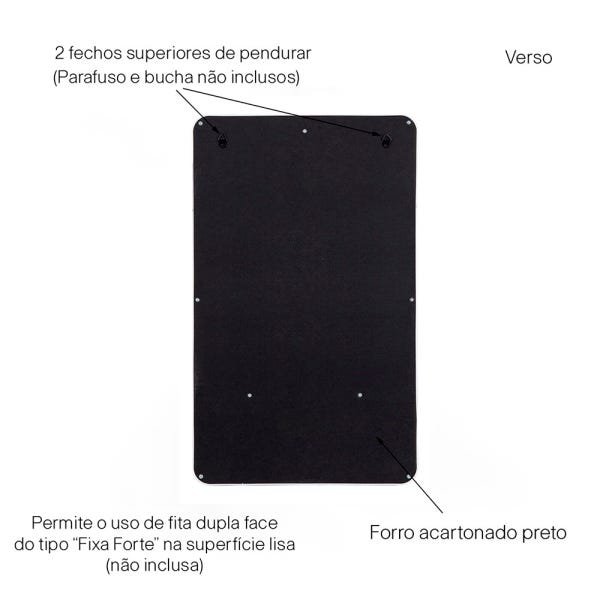 Espelho Inova Hook Retangular 51 x 31cm com 3 Ganchos Branco - 6