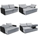 Ver imagem 2 de Sofá sem Caixa Retrátil Baú 1,75m Cama Inbox Grace Tecido Linho e Courino Cinza Claro