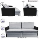 Ver imagem 3 de Sofá sem Caixa Retrátil Baú 1,75m Cama Inbox Grace Tecido Linho e Courino Cinza Claro