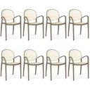 Ver imagem 1 de Kit 8 Cadeiras de Jantar Roma com Braço para Sala e Cozinha - Branco/cinza Escuro