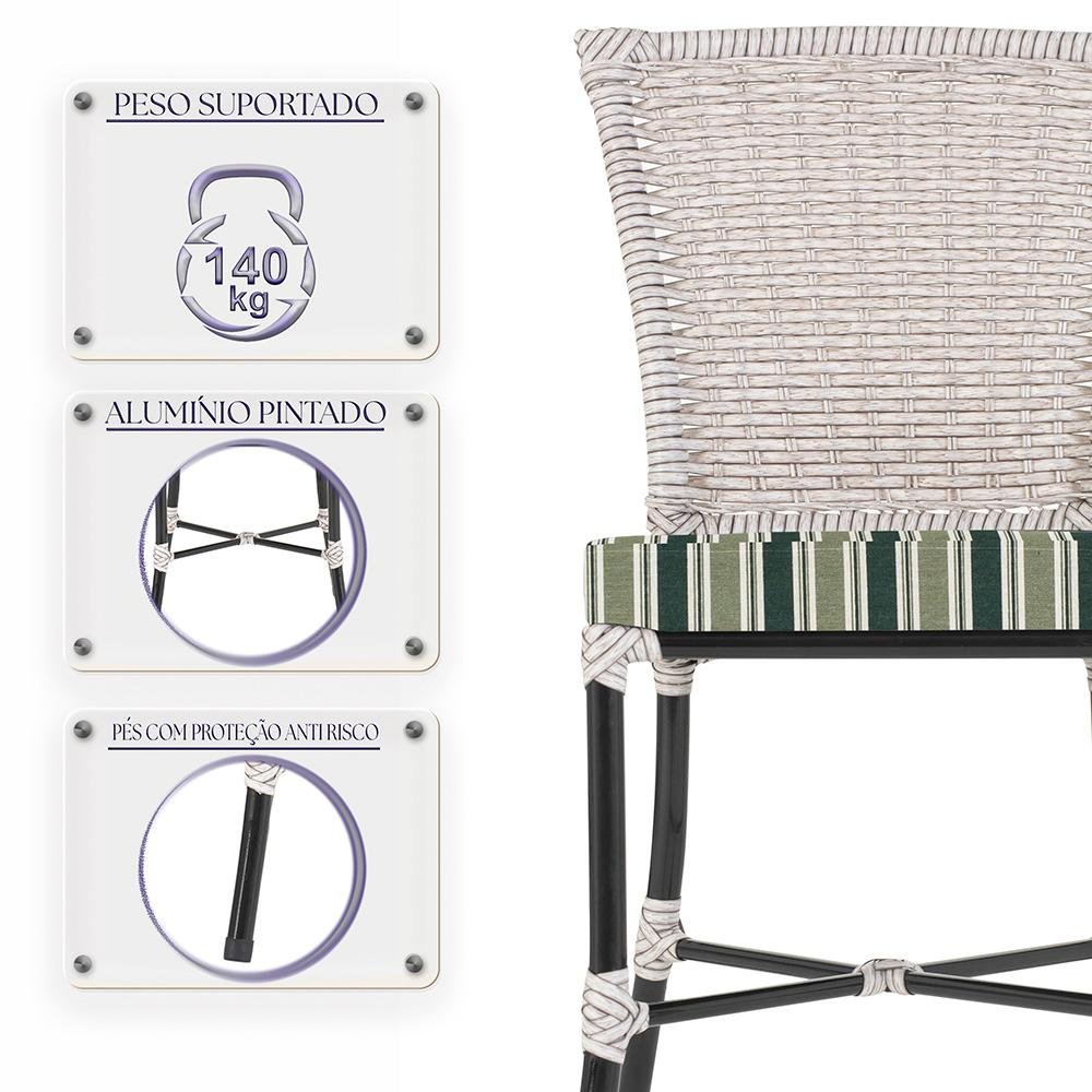 Kit com 2 Cadeira em Alumínio e Fibra Sintética Turquia Zanutto com Tecido Impermeavel Marmore - 4