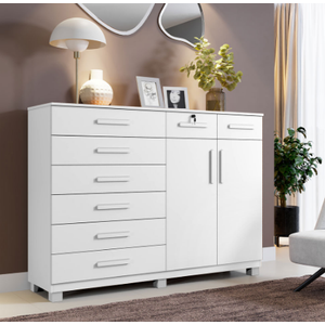 Cômoda 8 Gavetas 2 Portas New Triunfo Benetil Móveis - Branco