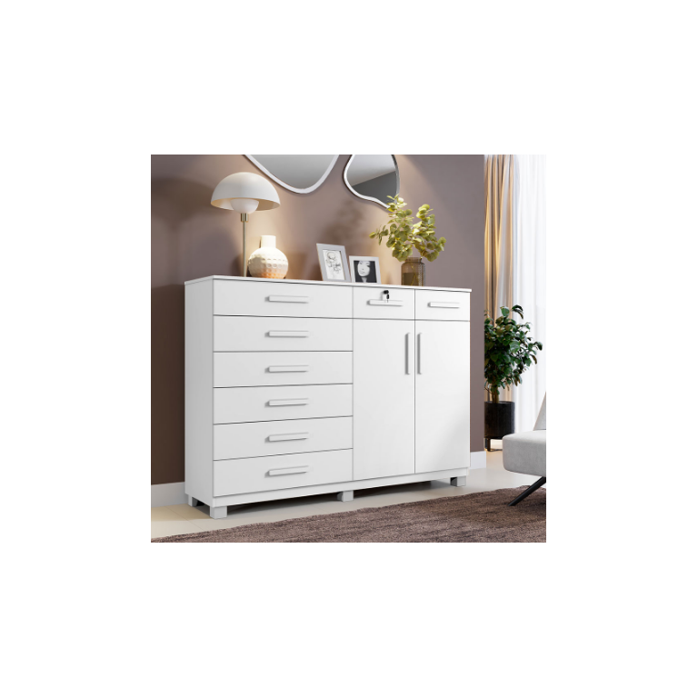 Cômoda 8 Gavetas 2 Portas New Triunfo Benetil Móveis - Branco
