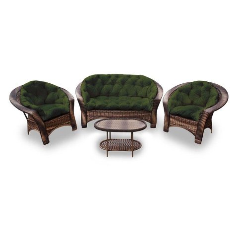 Conjunto de Sofá Fibra Sintética 19 - 1 Sofá 2 L + 2 Poltronas + 1 Mesa Centro - Tecido Duna Bandeir