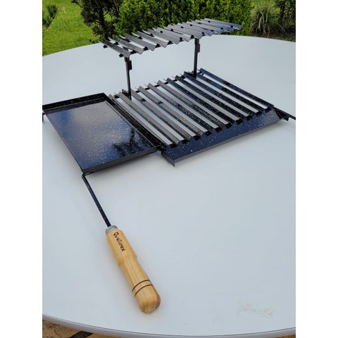 Grelha Argentina Esmaltada com Chapa Auxiliar e Descanso 5021-01