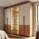 Ver imagem 1 de Guarda-Roupa Casal 6 Portas com LED e Reflecta Sinatra Freijo