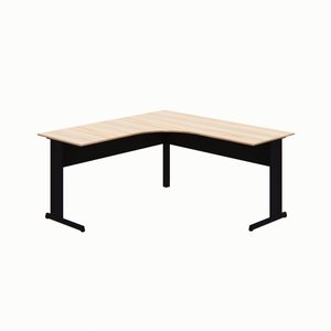Mesa em L Angular 160 cm Escritório New City Pé Metal Calvi com Preto Web Office