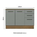 Ver imagem 4 de Balcão Multiuso 120cm 2 Portas 3 Gavetas Rustic/cinza Agata Madesa Rustic/cinza