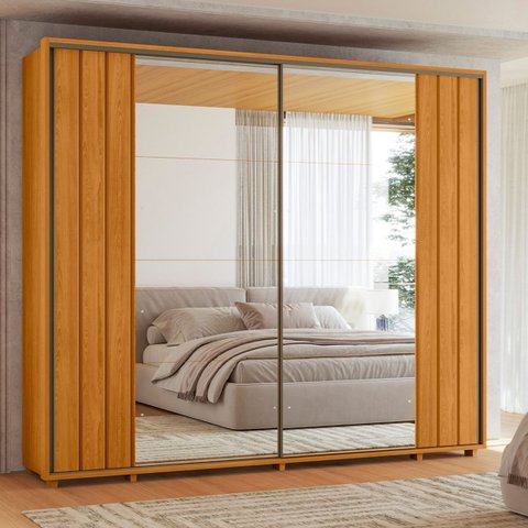 Guarda Roupas com 2 Espelhos 2 Portas de Correr 280cm Dali 163 Espazzo Madetec