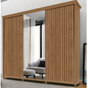 Ver imagem 1 de Roupeiro Gold Ripado 3 Portas Deslizantes com Espelho - Freijó