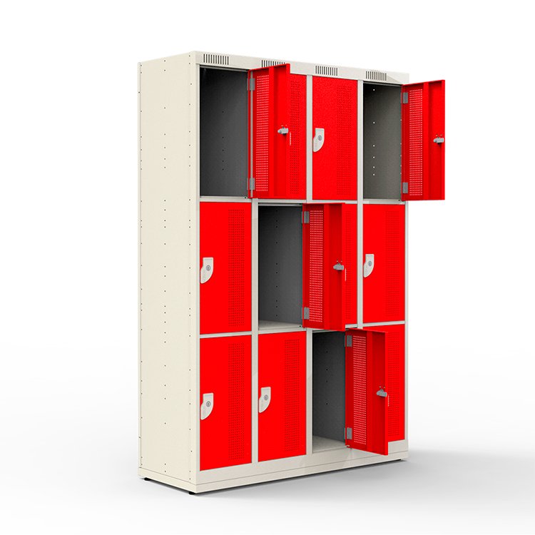 Necoco Armário de Aço 12 Portas - Nk 4303 Nilko Armários Vermelho Cadeado