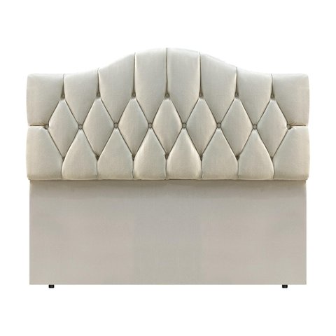 Cabeceira Cama Casal Botões Provençal Creme Suede com Pés 120cm Altura Rbl