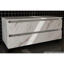 Ver imagem 1 de Gabinete de Banheiro Bn3603 2 Gavetas C/ Rodízio Cor Mármore Branco - Tecno Mobili