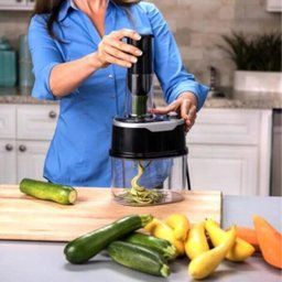 Fatiador espiral para macarrao de legumes e vegetais eletrico bivolt automatico 4 em 1 cortador rala - 4 Fatiador espiral para macarrao de legumes e vegetais eletrico bivolt automatico 4 em 1 cortador rala - 4