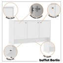 Ver imagem 7 de Aparador Buffet 3 Portas Sala de Jantar Berlin - Vianossa Cor:branco