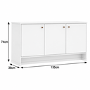 Ver imagem 7 de Aparador para Sala Buffet Moderno 3 Portas com Prateleiras 135 cm Berlin - Branco