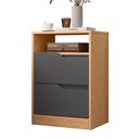 Ver imagem 1 de Mesa de Cabeceira Sole 2 Gavetas Flex Titanium/freijó - Móveis Albatroz