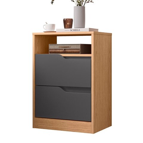 Mesa de Cabeceira Sole 2 Gavetas Flex Titanium/freijó - Móveis Albatroz