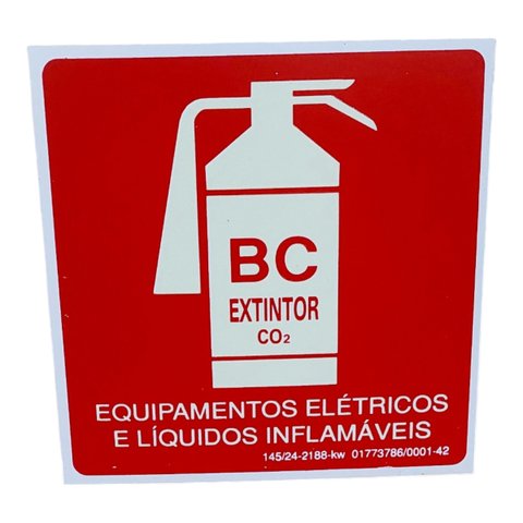 Placa de Sinalização Fotoluminescente Extintor Bc Co2 15x15
