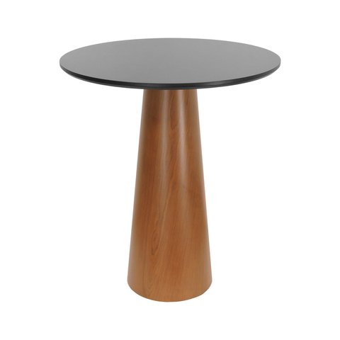 Mesa Alta Bistrô Cone - Amêndoa - Tampo Ø90cm Preto