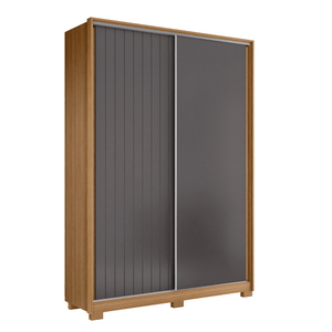 Guarda Roupa 2 Porta de Correr 3 Gaveta sem Espelho Frizzato Nature Titanium Móveis Albatroz