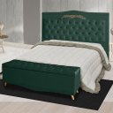 Ver imagem 2 de Kit Cabeceira de Cama Box e Calçadeira Baú Madri King 195 Cm Suede Verde Eli Móveis e Decoração