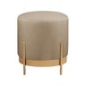 Puff Redondo Ágar em Linho e Base Metal Dourado Agarb Decor:linho Bege - 1