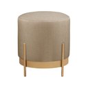 Ver imagem 1 de Puff Redondo Ágar em Linho e Base Metal Dourado Agarb Decor:linho Bege
