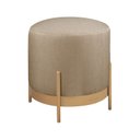 Ver imagem 2 de Puff Redondo Ágar em Linho e Base Metal Dourado Agarb Decor:linho Bege
