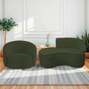 Ver imagem 1 de Kit Divã Recamier Orgânico Marrocos 150cm Lado Esquerdo e 1 Poltronas Amore Linho Verde