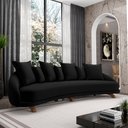 Ver imagem 2 de Sofá Living 3 Lugares 265cm Pés Madeira Morales com Almofadas Veludo Preto G52 - Gran Belo
