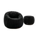 Ver imagem 3 de Kit Poltrona Decorativa c/Puff e Almofada Concha Veludo Preto - Montanaris Decor