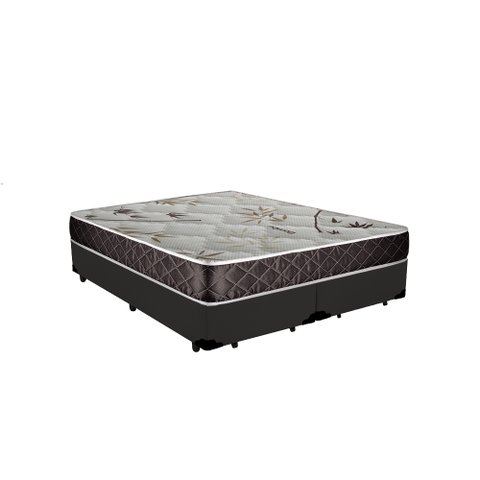Cama Box Queen Colchão Aylla Espuma D33 Acolchões + Box Sintético 62x158x198 Cor:Cinza