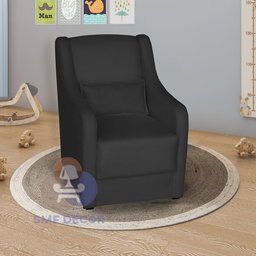 Poltrona para Amamentação Glamour com Almofada Preto - 1