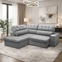 Ver imagem 3 de Sofá 3 Lugares Retrátil Reclinável Chaise Esquerdo 243cm Solin F04 Veludo Cinza - Lyam Decor