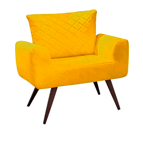Poltrona Decorativa Elis Pé Palito Amarelo