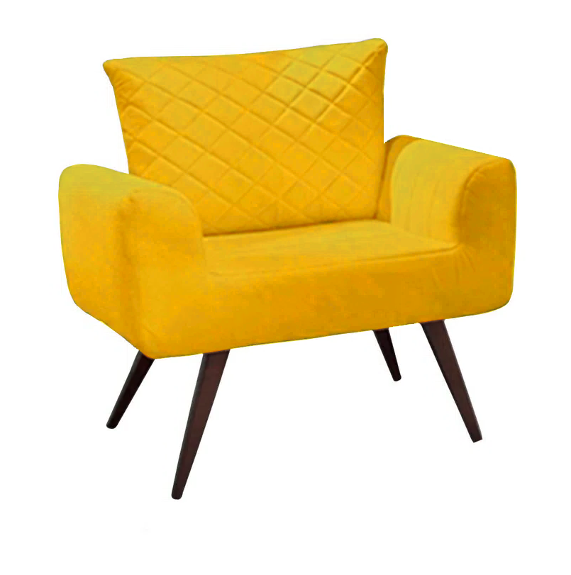 Poltrona Decorativa Elis Pé Palito Amarelo