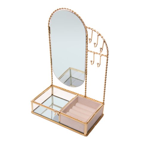 Porta-Joias Mirage com Espelho Dourado 29cm Wolff