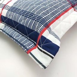 Kit Cobre Leito Solteiro Matelado Estampado Listrado Algodão 2 Peças - 2