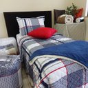 Ver imagem 5 de Kit Cobre Leito Solteiro Matelado Estampado Listrado Algodão 2 Peças